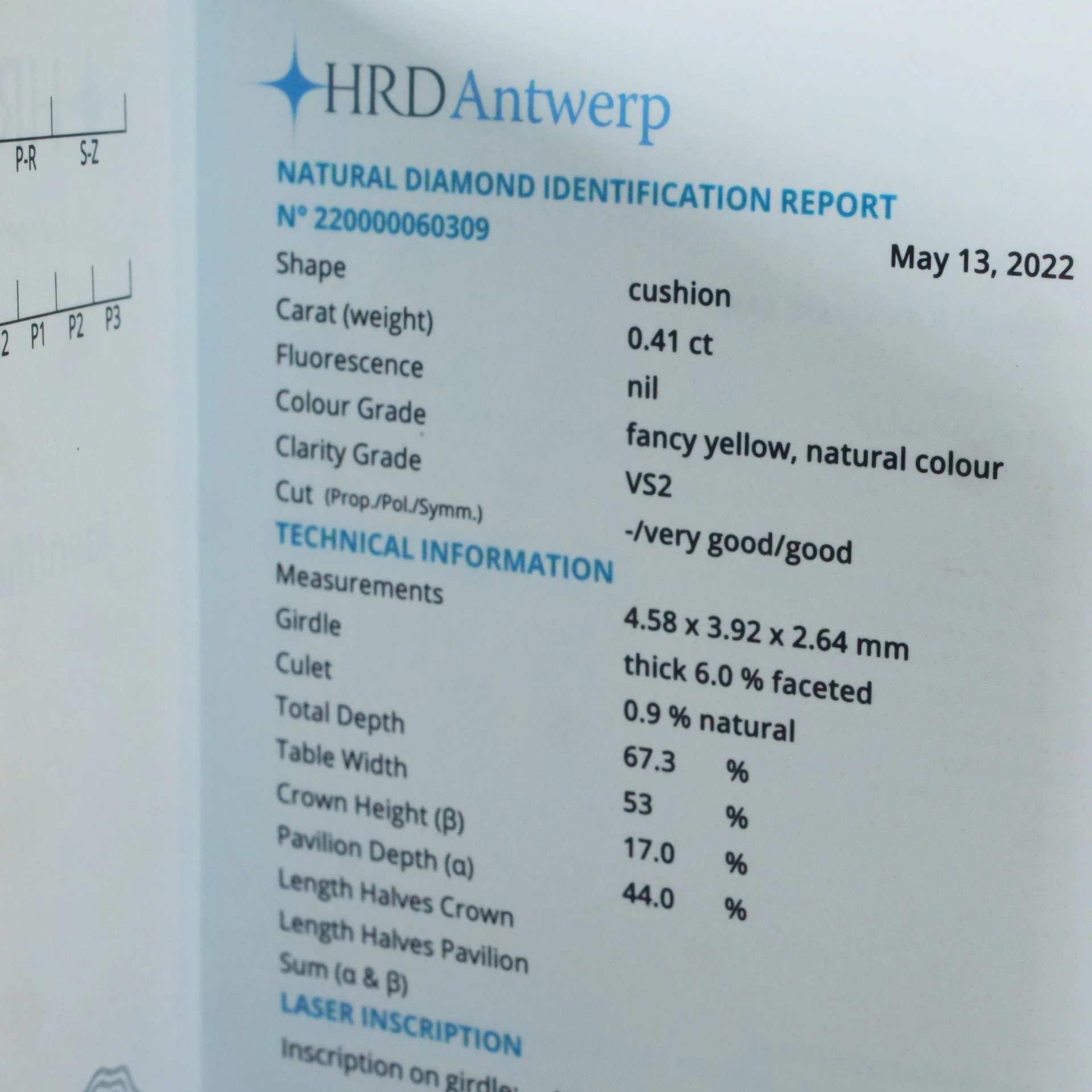 Fancy Yellow Diamond Engagement Ring 0.41 ct 18 kt White Gold Natural Color HRD Certificate