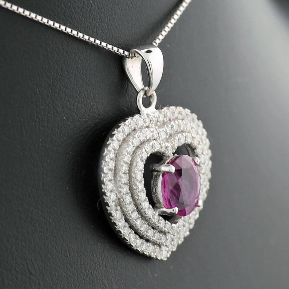 Pink Saphir/1.6 ct/Brillanten 0.60 ct Anhänger/Kette 750er-Gold