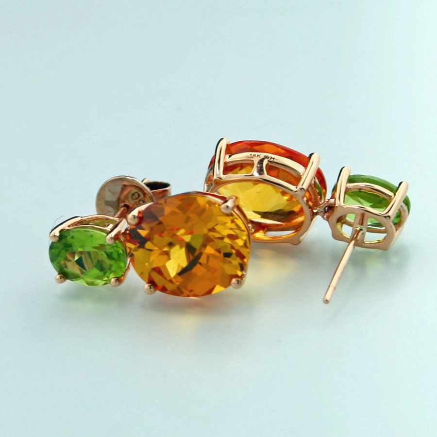 Edelstein-Ohrstecker mit Clip, 750er-Gold, Gelbgold