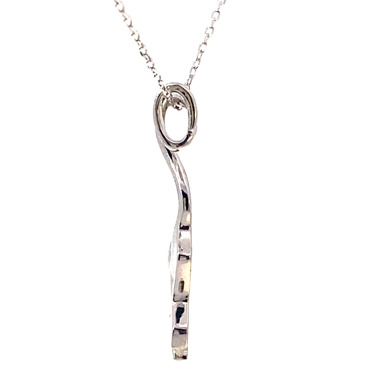 Monkey with Banana Pendant 750 White Gold Diamond 0.03 ct with Chain 37 x 15 mm 2.5 grams