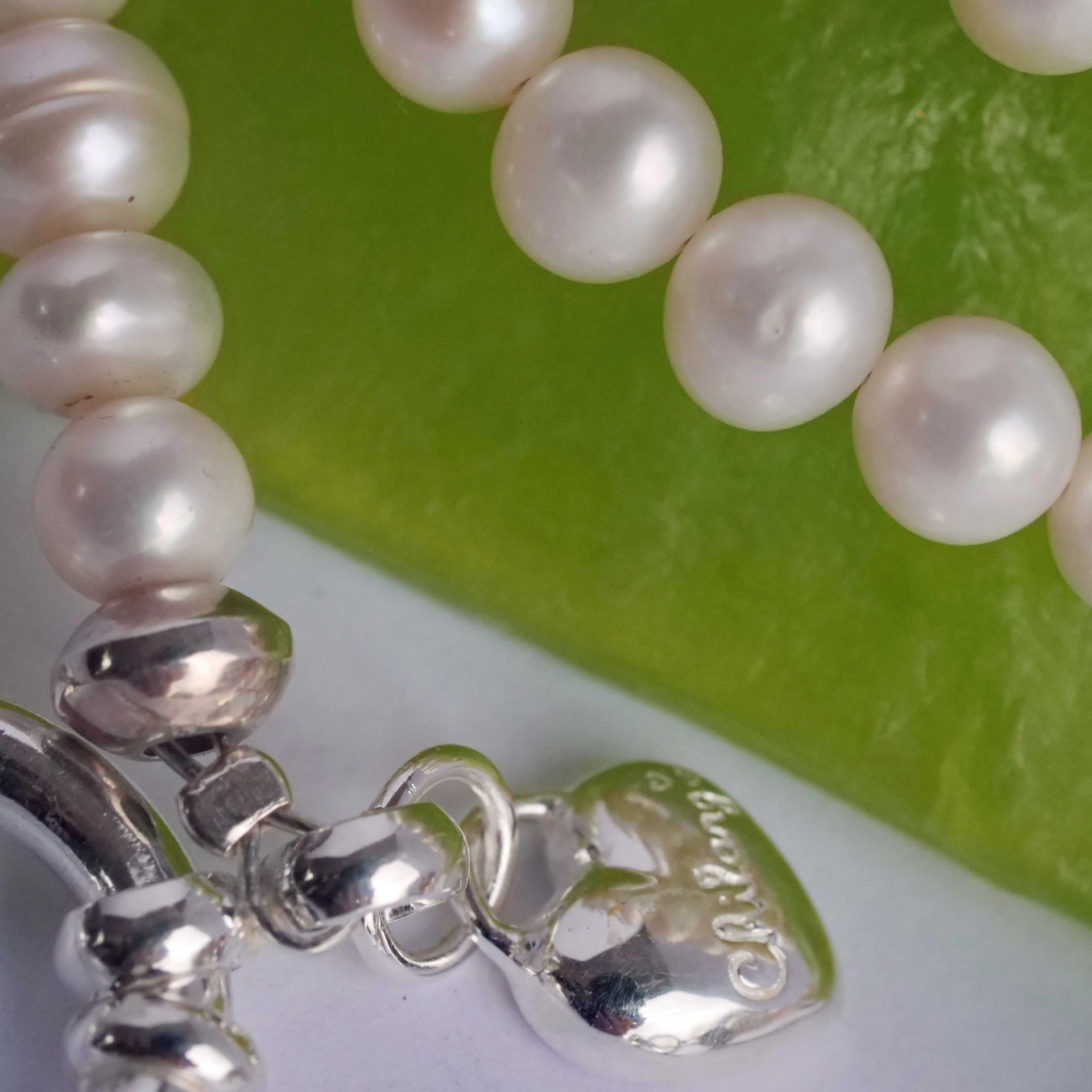 Original Chilango Pearl Necklace with white 7 mm cultured Pearls in 85 cm