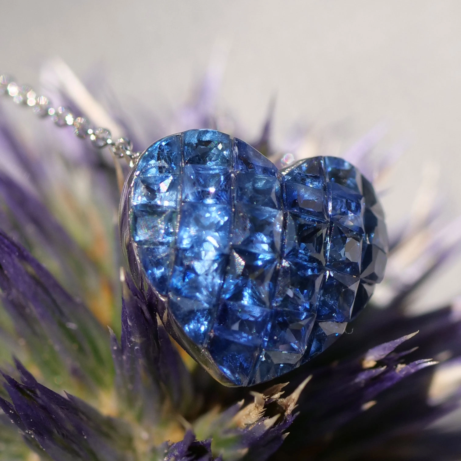 Saphire Pendant...invisible Setting....appears like a big Saphire