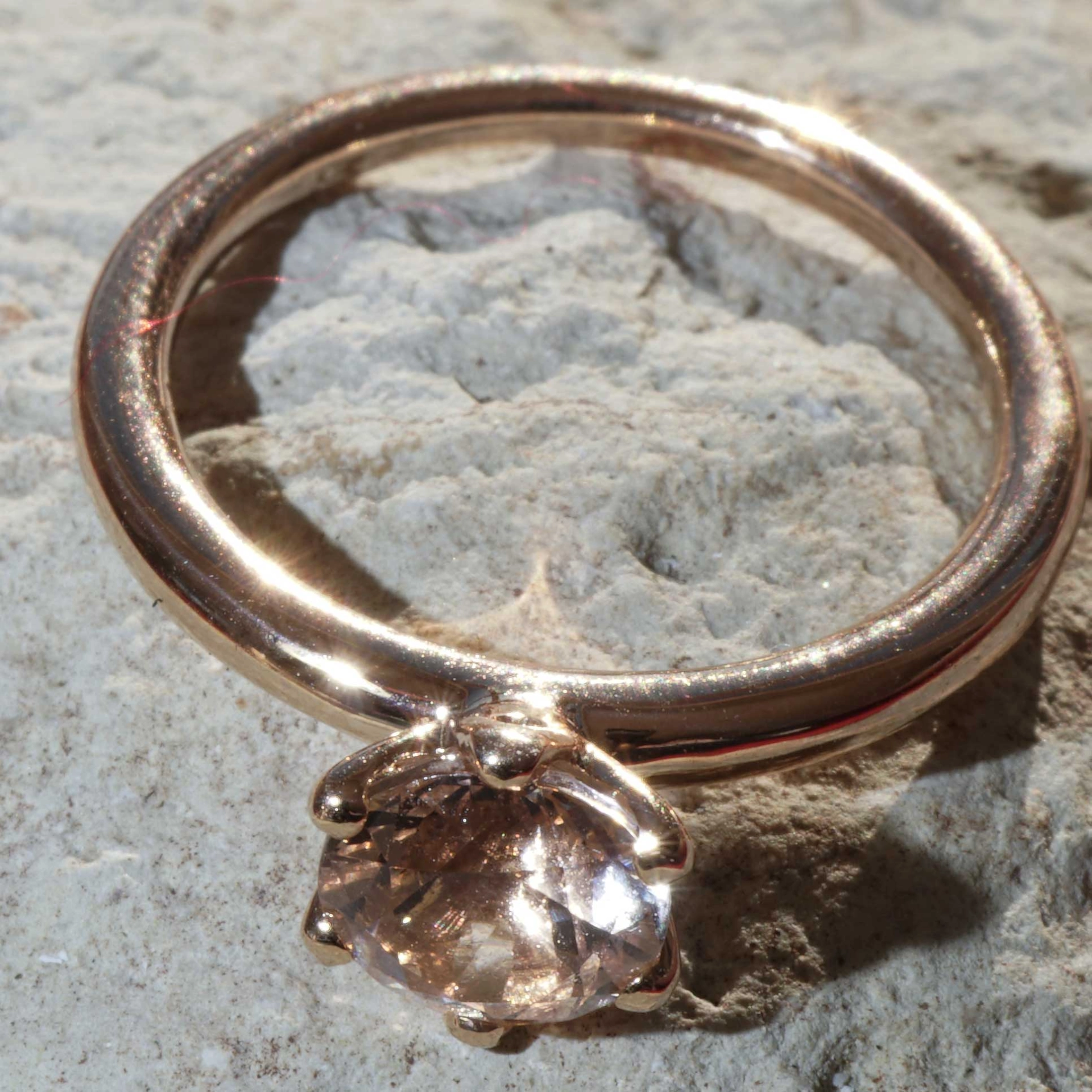 Bestseller Combination Ring made in Valenza...18 kt Rose Gold with Morganit