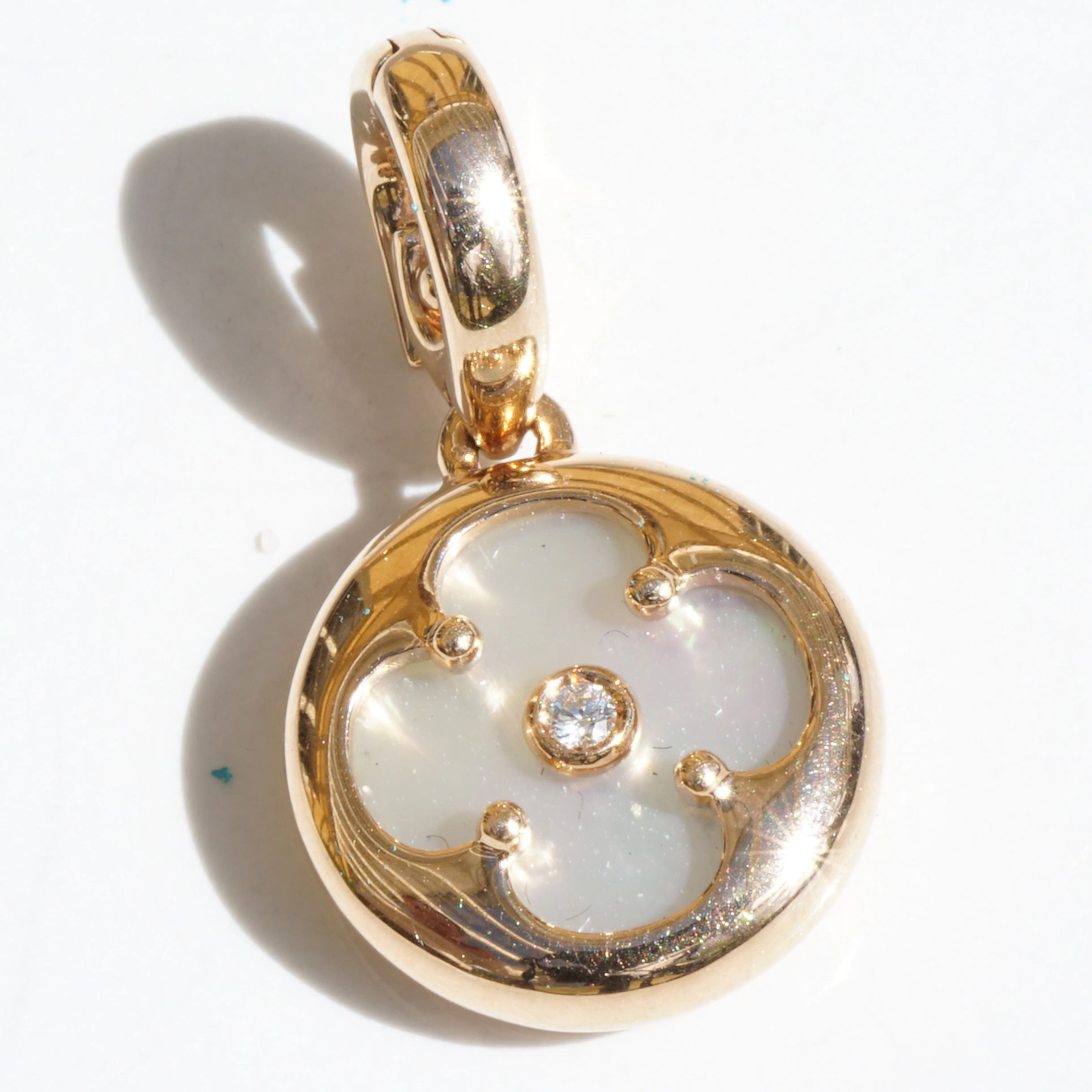 Cloverleaf Pendant with Brilliants 750 Rose Gold made in Italy