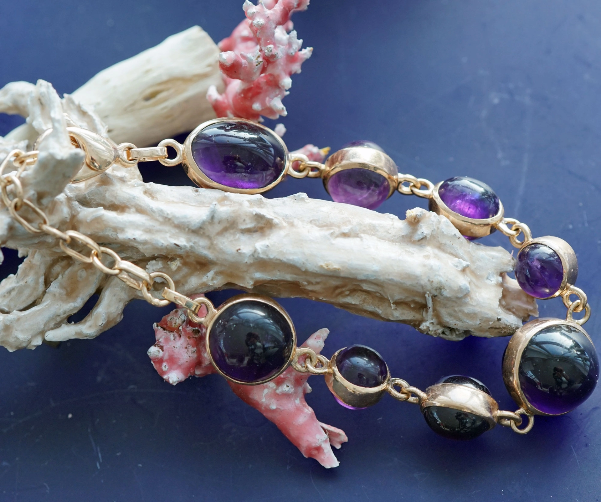 24 cm Amethyst Armband  925er Silber  Handarbeit Global Violet inkl. Arbeitskosten