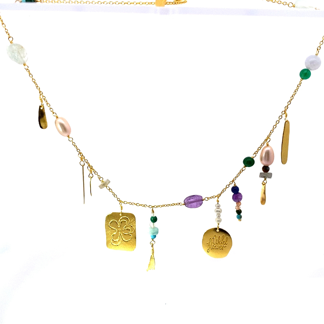 Wild Flowers at Heart Celia Chain Silver plated by Designer Maanesten Denmark