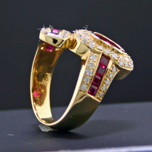 Rubin-Brillant-Ring, 750/-GG.