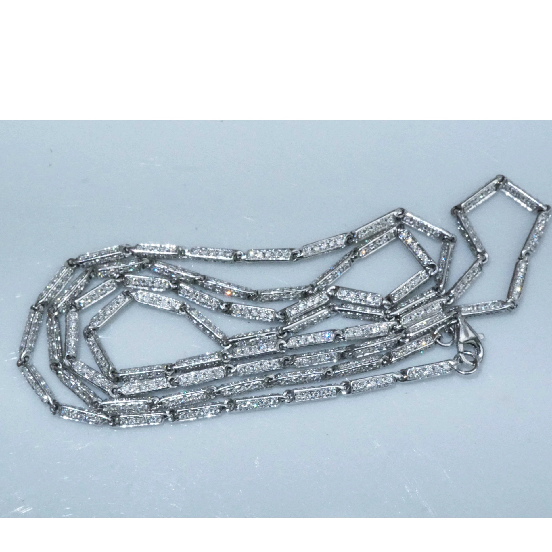 Brilliant Necklace 6.65 ct made with 1050 Diamonds 18 kt White Gold..Opera Lenght with 70 cm