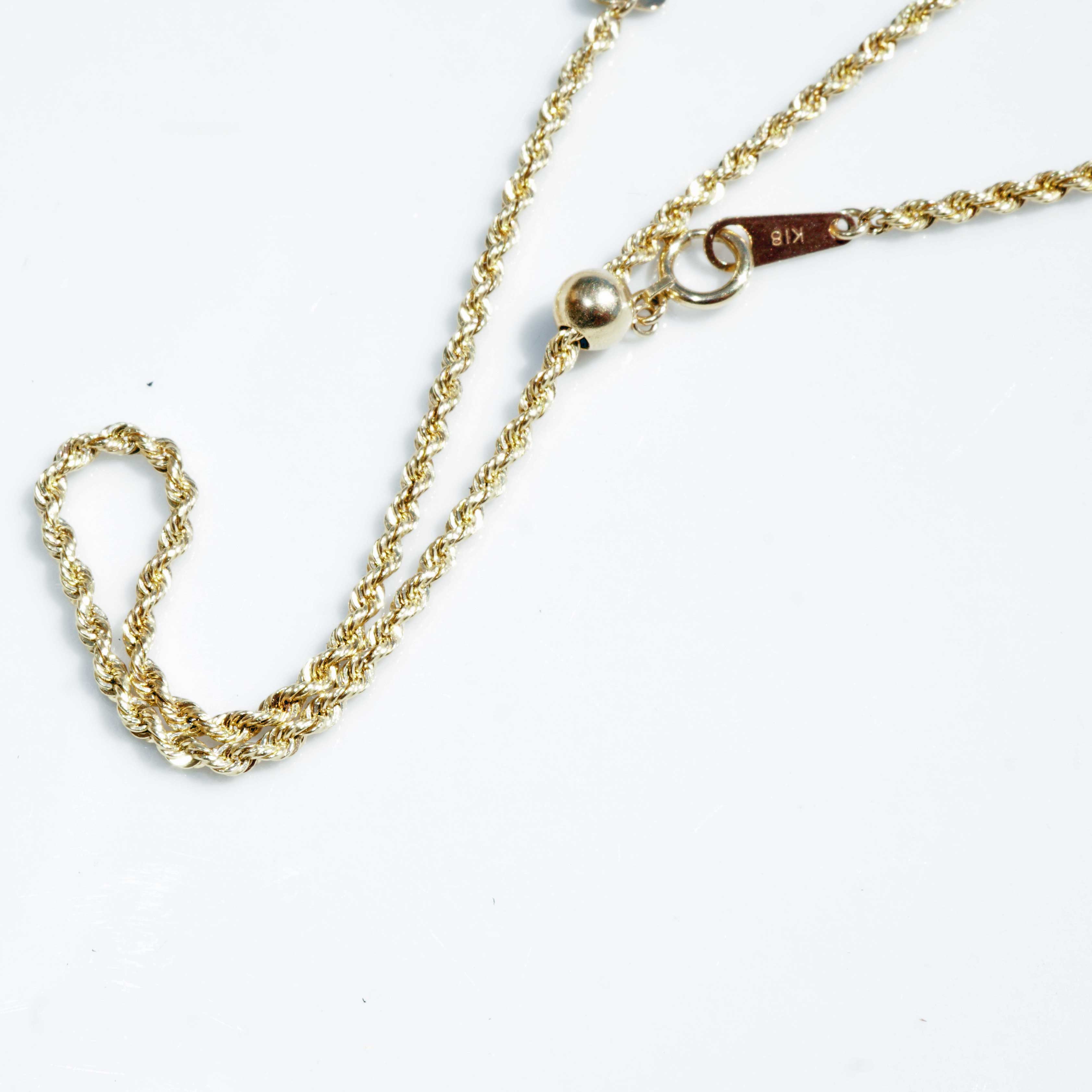 Kordelkette 750er Gelbgold 4 Gramm mit verschiebbaren Federring Verschluss 62 cm Länge