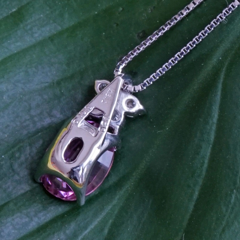 Pink Saphir Brillant Anhänger Kette 750er Weissgold 1.80 ct 0.19ct