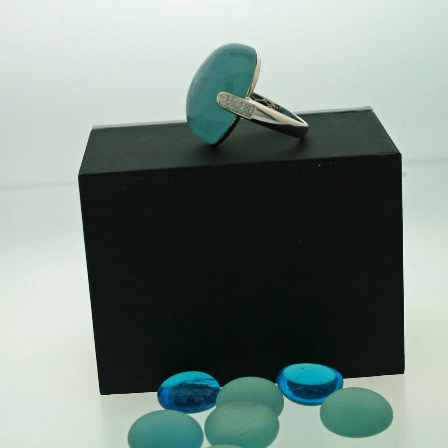 Aquamarin-Brillant-Ring, 750/-WG/-18 kt.