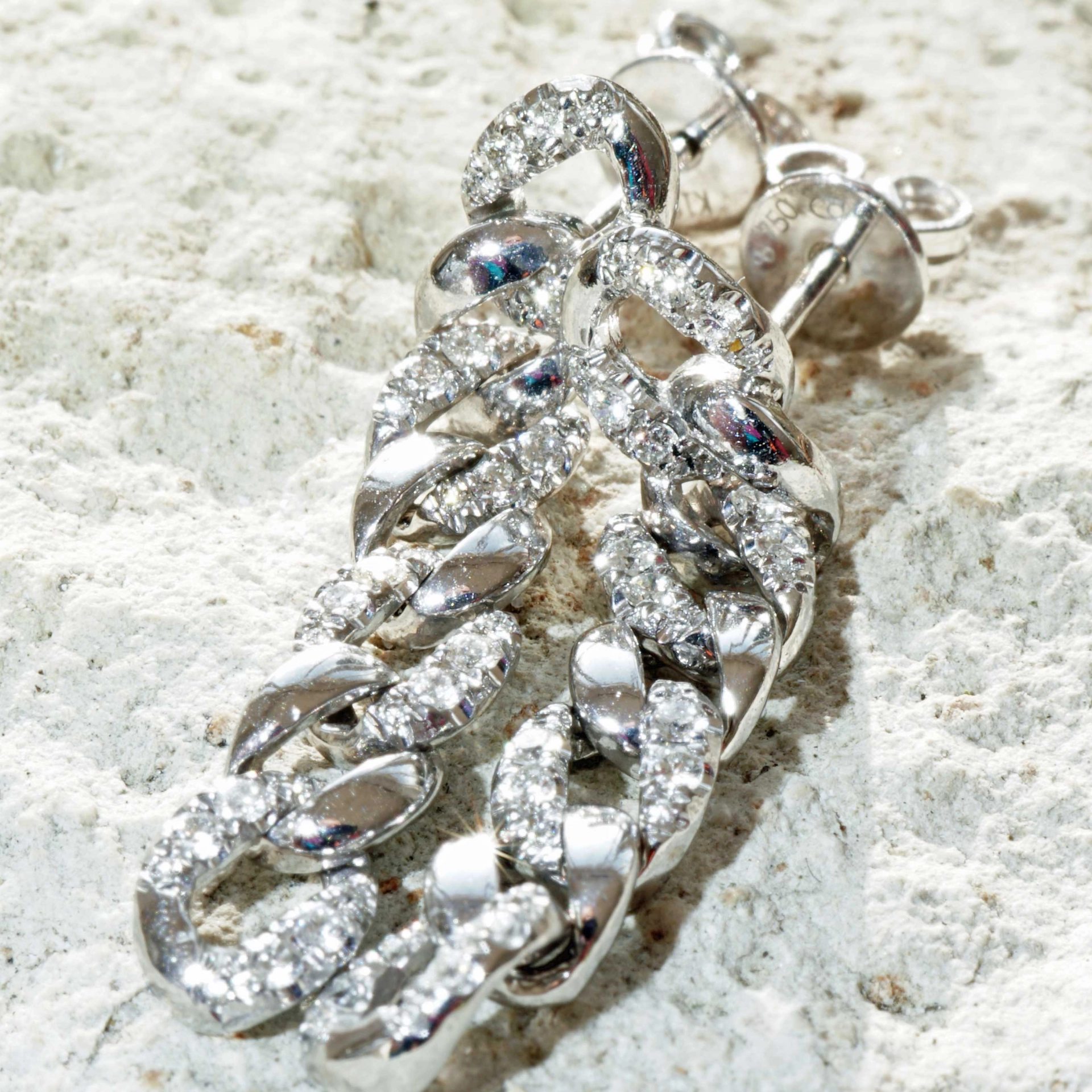 Brilliant Earrings with Studs Armor Links 0.26 ct 18 kt White Gold...fits great to Gold Jewellery