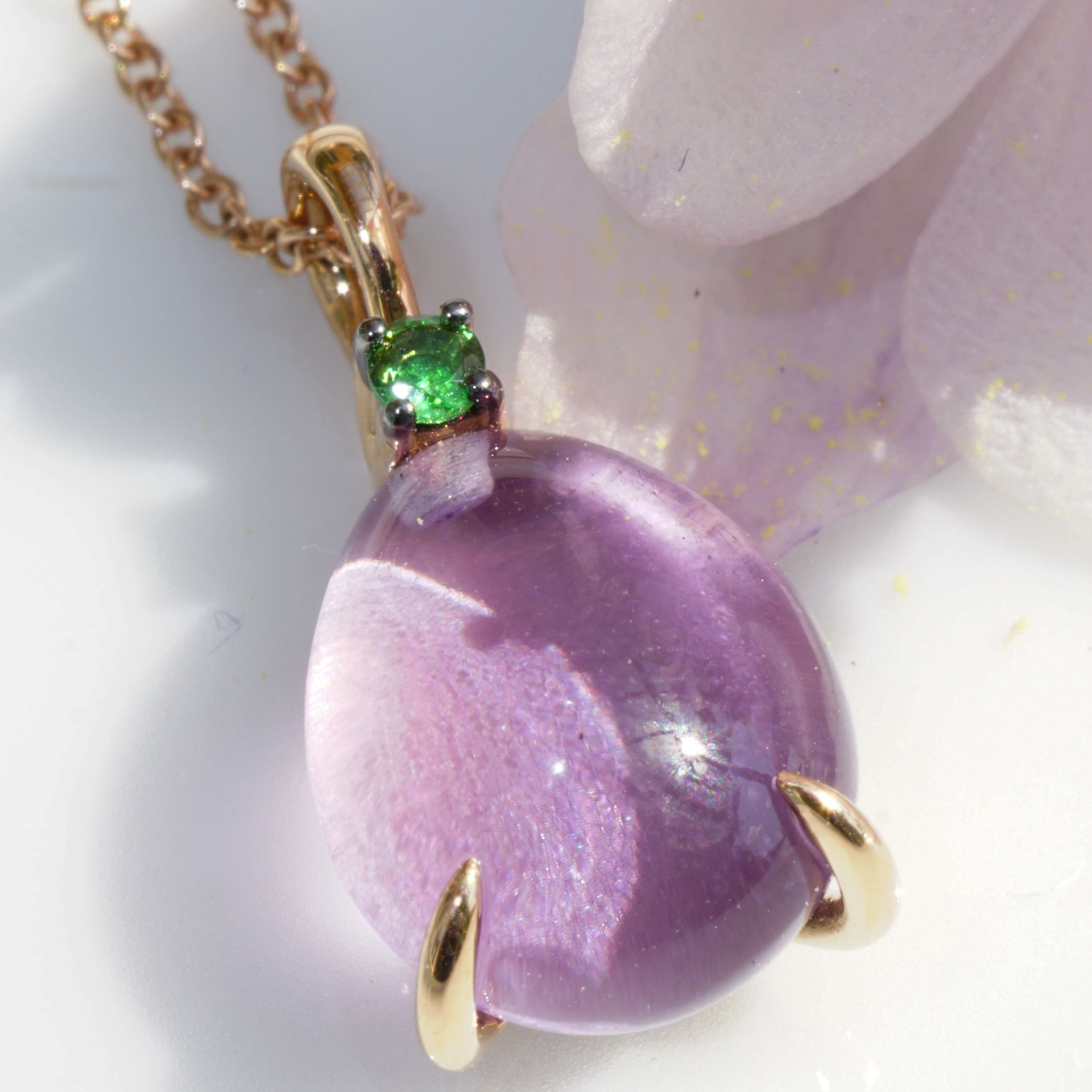 Drop Pendant...soo sweet...with amethyst and tsavorithe...made in Italy