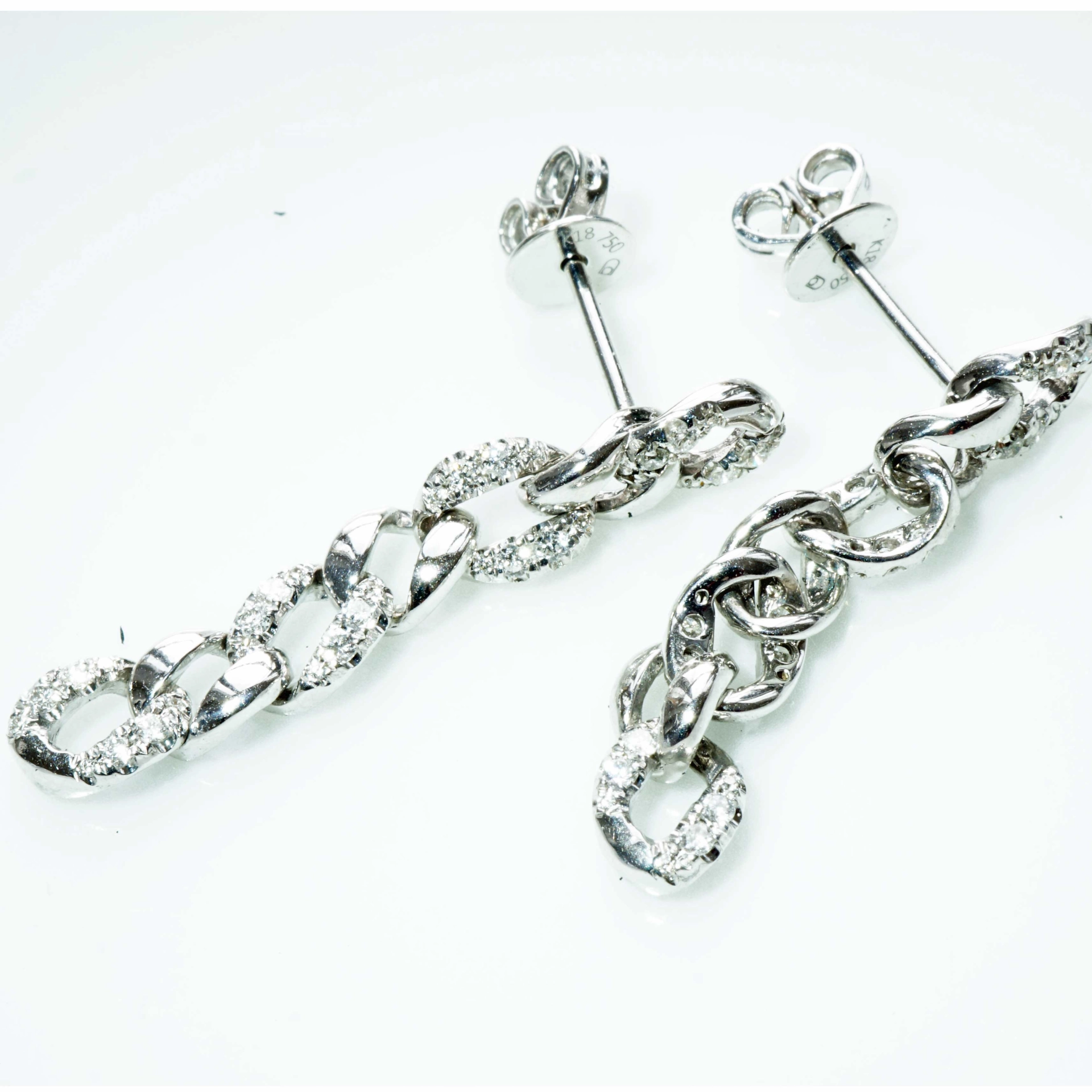 Brilliant Earrings with Studs Armor Links 0.26 ct 18 kt White Gold...fits great to Gold Jewellery