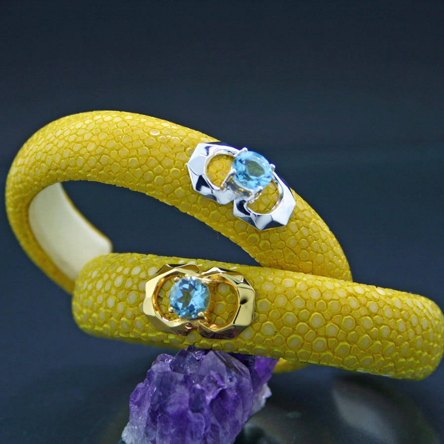 Topaz Stingray Bracelet 925 Silver Skyblue and Lemonyellow