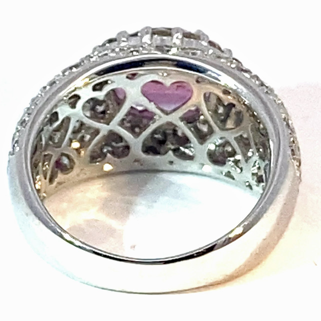 Ring sapphire brilliant 2.50 ct 1.76 ct so big and so vivid pink... TW VS 750 white gold