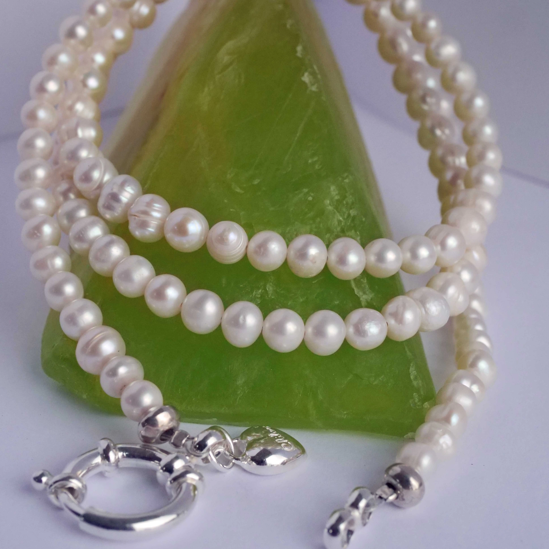 Original Chilango Pearl Necklace with white 7 mm cultured Pearls in 85 cm