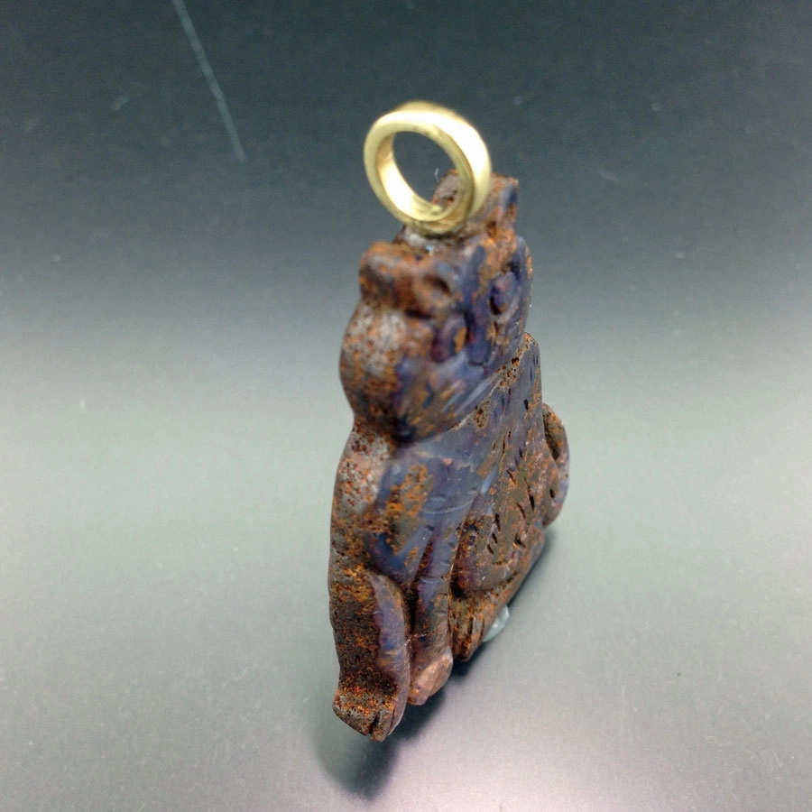 Boulder-Opal-Anhänger mit großer Rundöse in 585er-Gelbgold