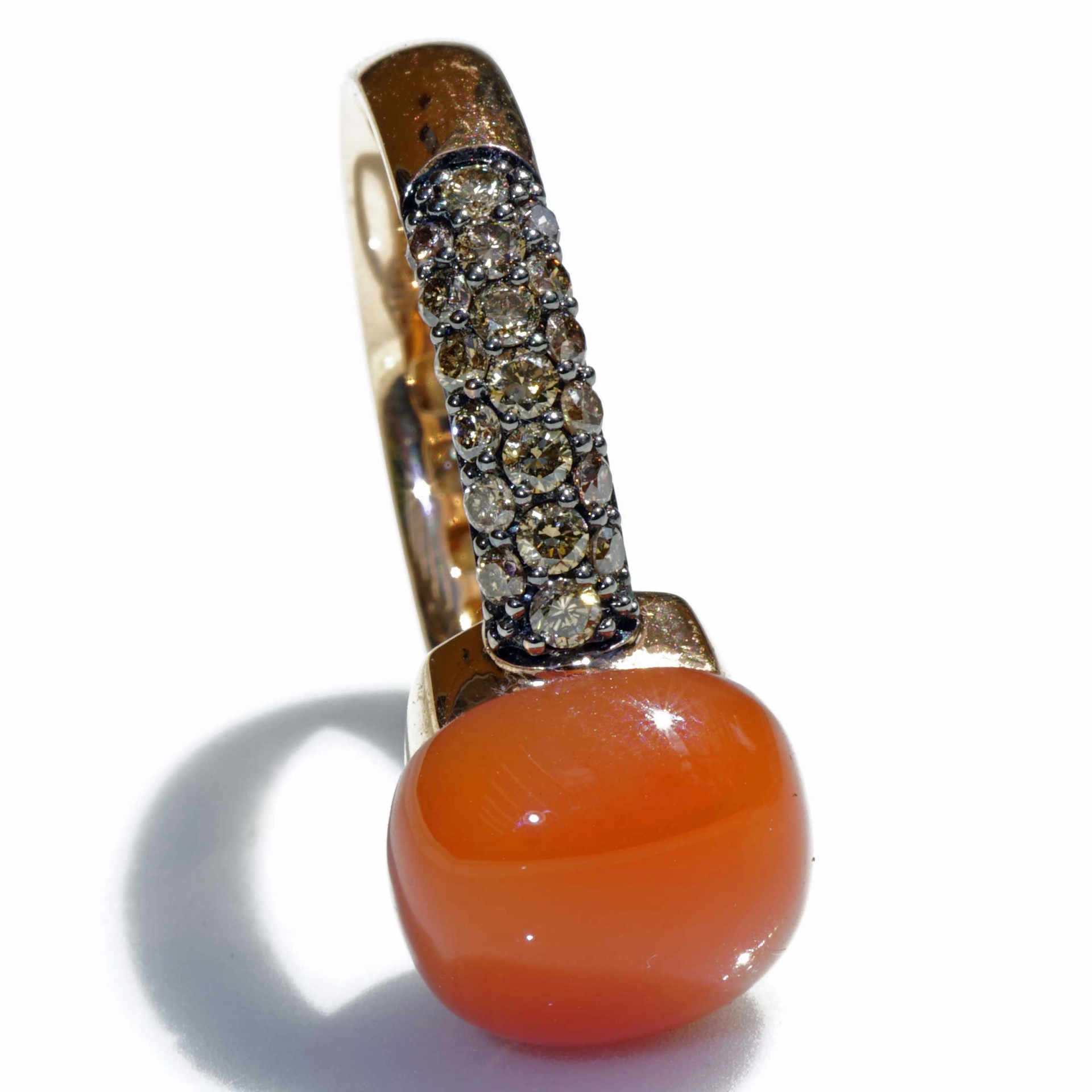 Moonstone Brilliant Ring 750 Rose Gold 7.30 ct 0.68 ct..elegant Winter Colors..liquid Impressions