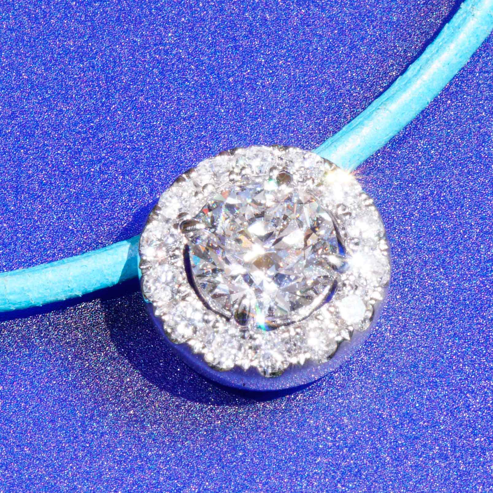 Pendant 18 kt White Gold Round full cut Brilliant 1.00 ct E  SI1  GIA report