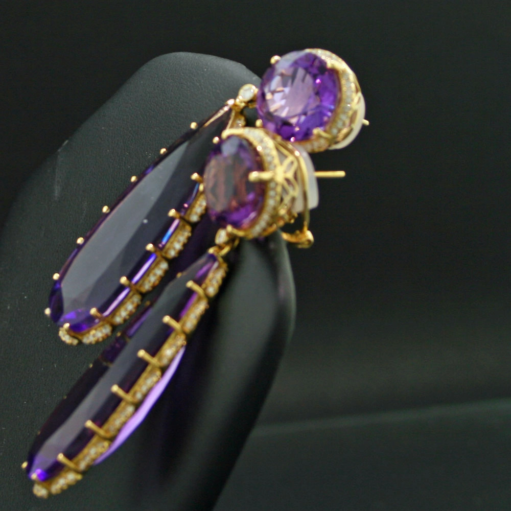 Amethyst-Brillant-Ohrstecker/Clip, 750/-GG., SW 5190.-EUR