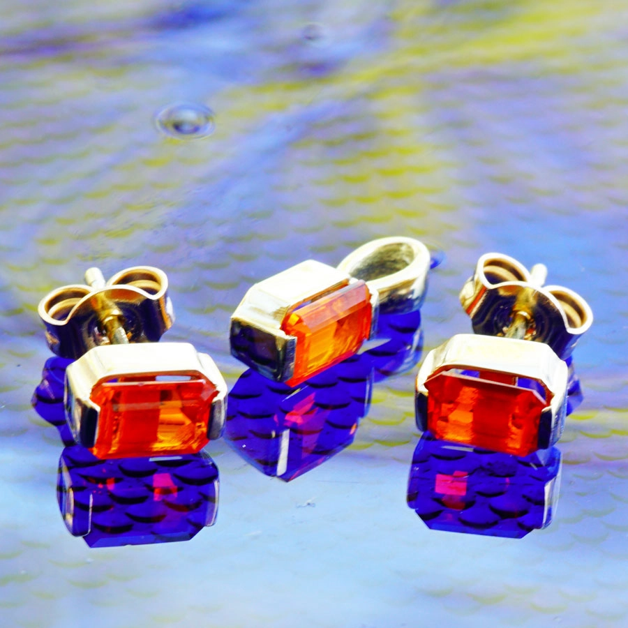 Feueropal Ohrstecker 585er-Gold