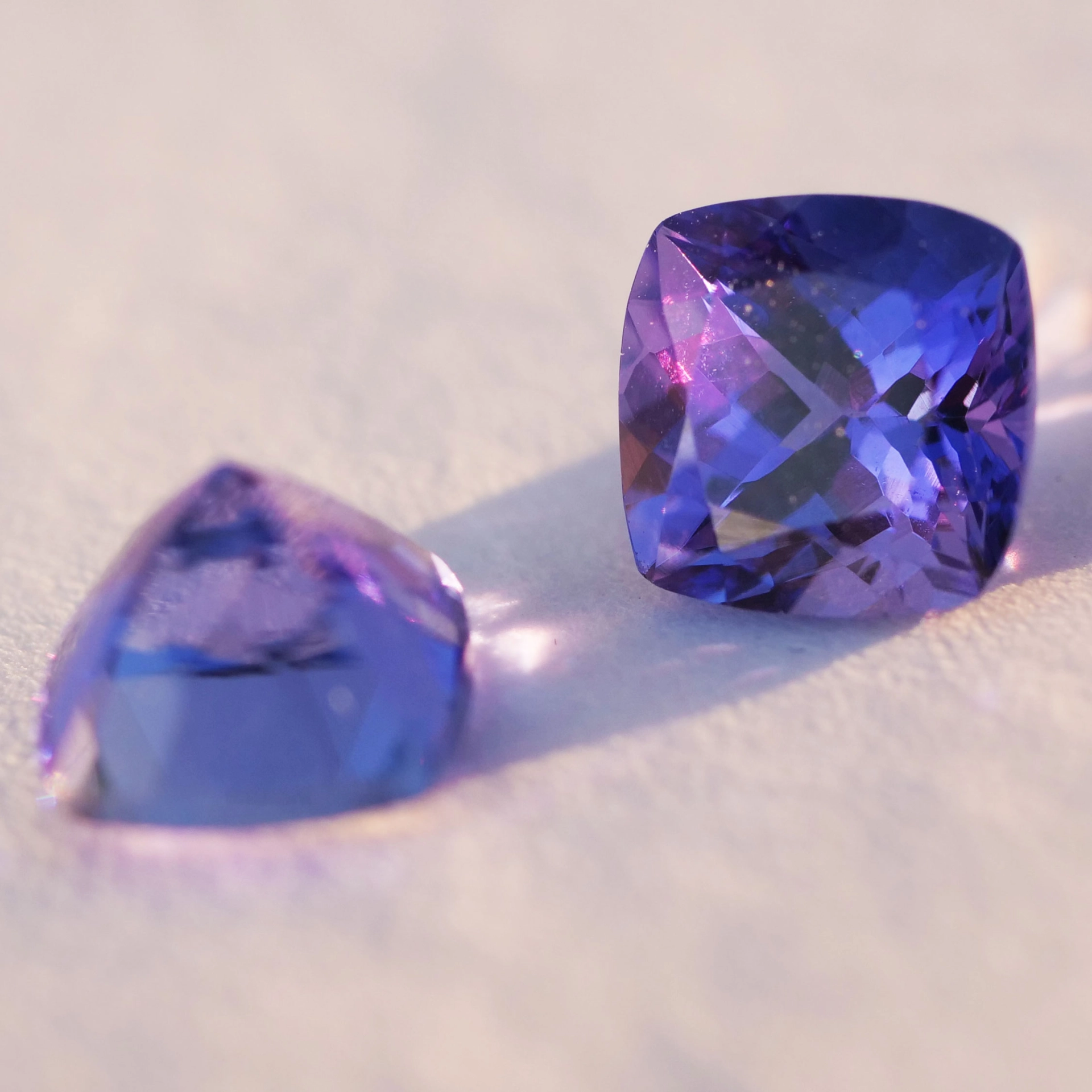 Tanzanite Pair Squares Total 3 Ct AAA+ Cut Very Good Create Earrings