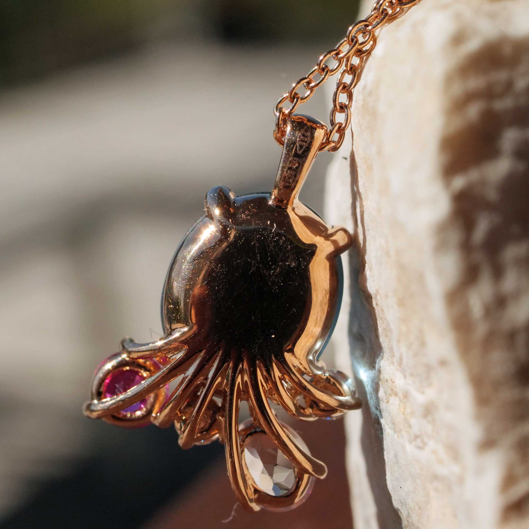 Topaz Tourmaline Morganite Brilliant Pendant with Chain 750 Rose Gold exquisite jewelry from Italy