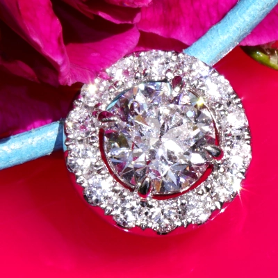 Pendant 18 kt White Gold Round full cut Brilliant 1.00 ct E  SI1  GIA report