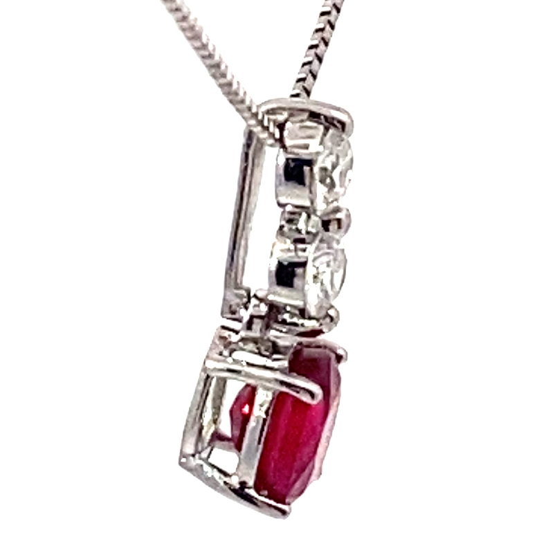 Ruby Solitaire Brilliant Petit Necklace 0.542 0.158 950 and Chain in 850 Platinum TOP Quality