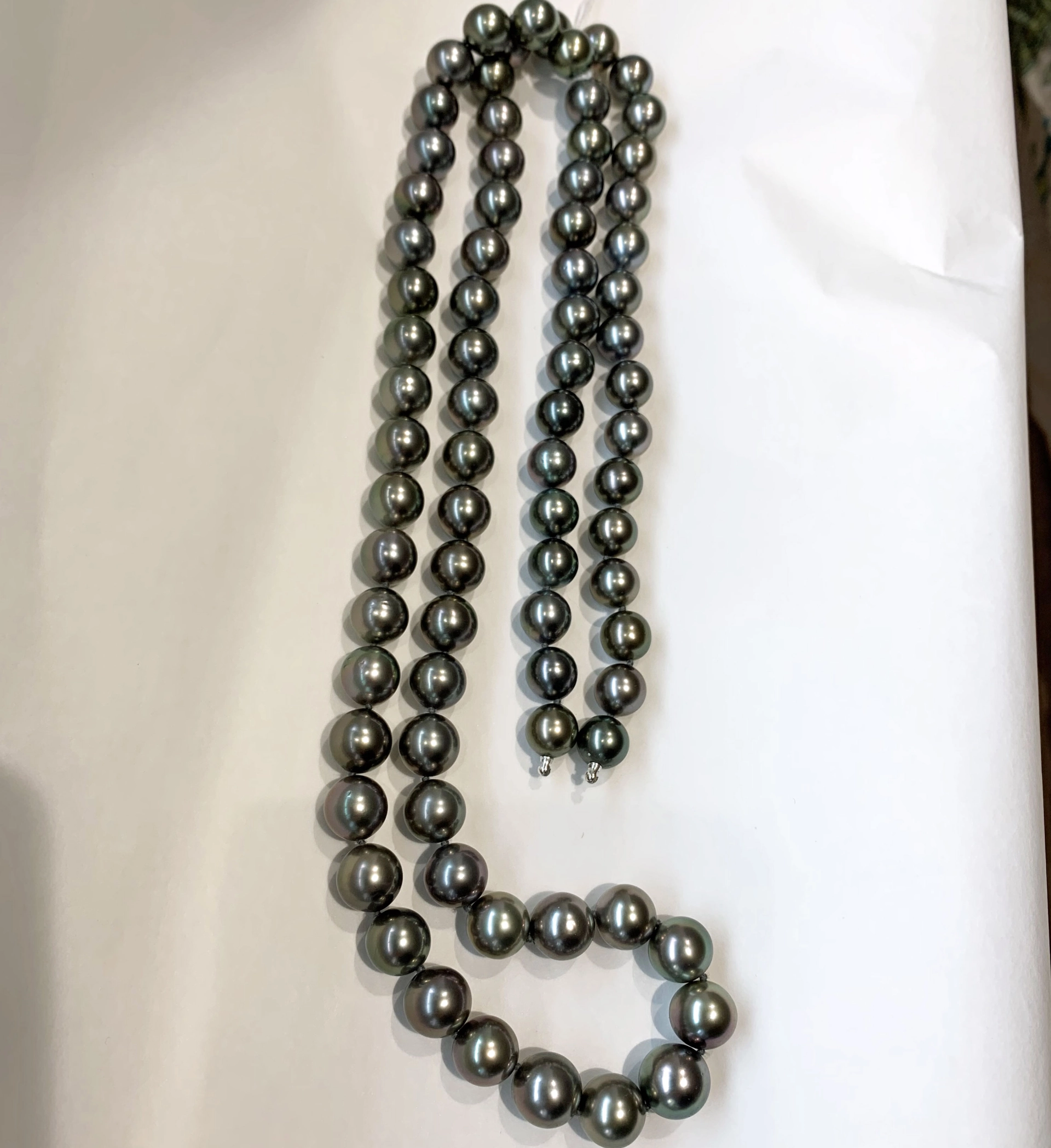 Tahiti Zuchtperl Collier lang 90 cm 10 x 12,5 mm AAA+ sehr fein