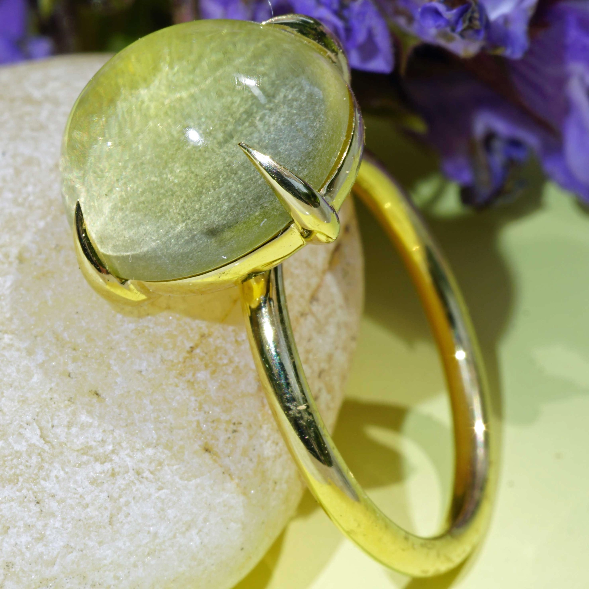 Lemon Quartz Ring 13x12 mm 18kt Yellow Gold...perfect Combination Ring