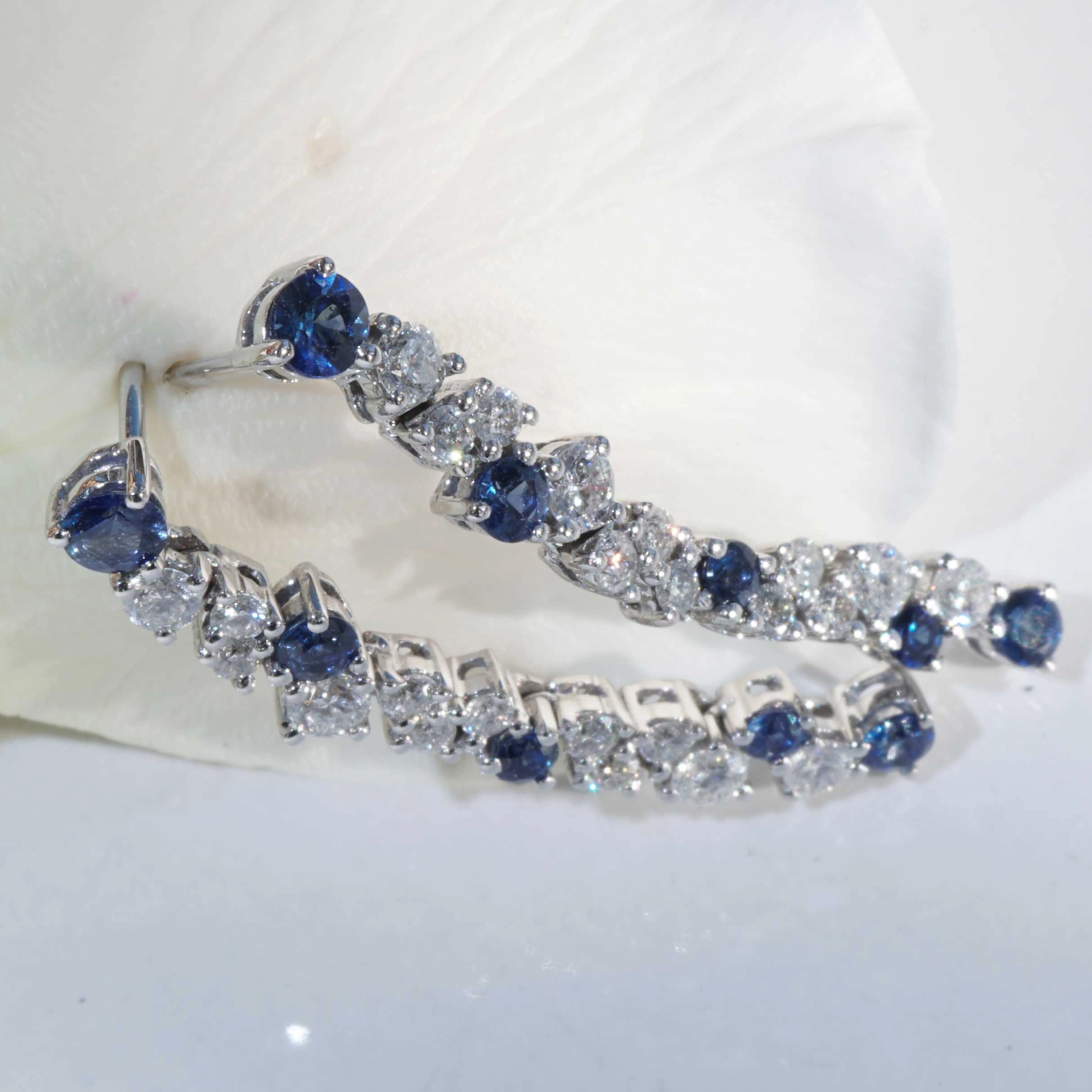 Saphire Brilliant Earrings 18 kt White Gold...for a glorious Appearance