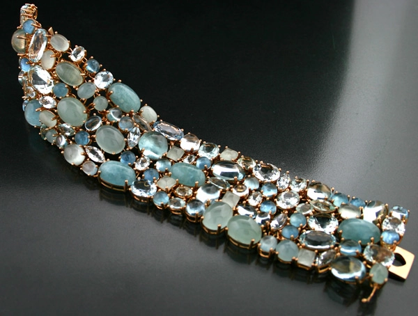 Aquamarin-Topas-Armband, 750/-RG.