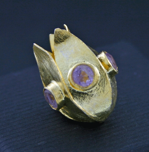Kettenelement, Silber/vergoldet, mit Amethyst