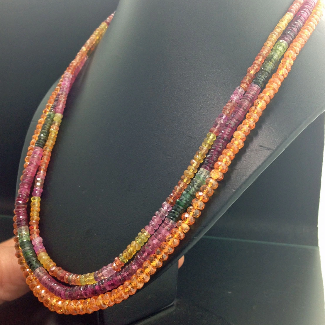 Mandaringranat-Collier,585er-Gold,14 kt Gelbgold