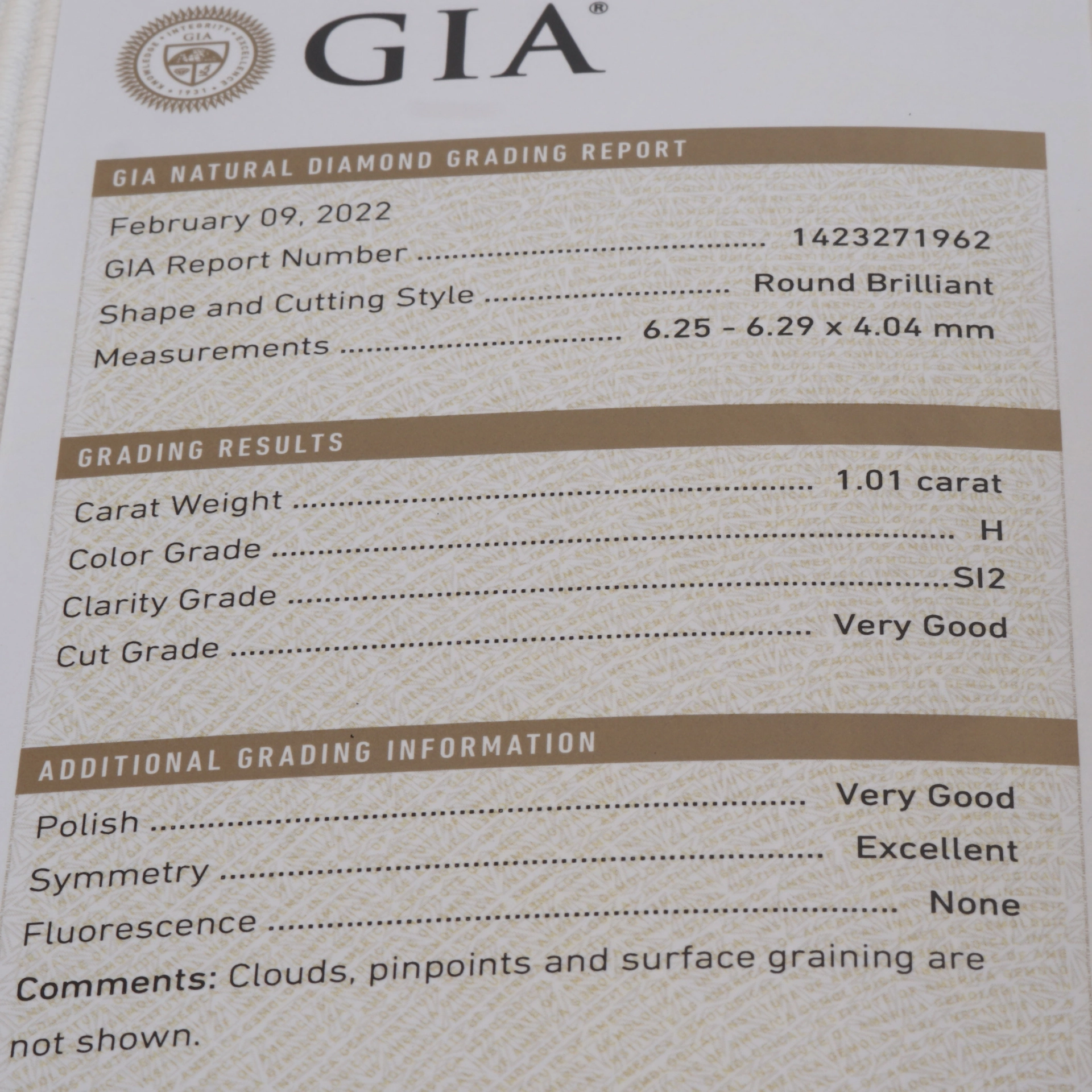 GIA certified full Cut Brilliant Earrings total 2.03 ct W / SI2 White Gold 18 kt