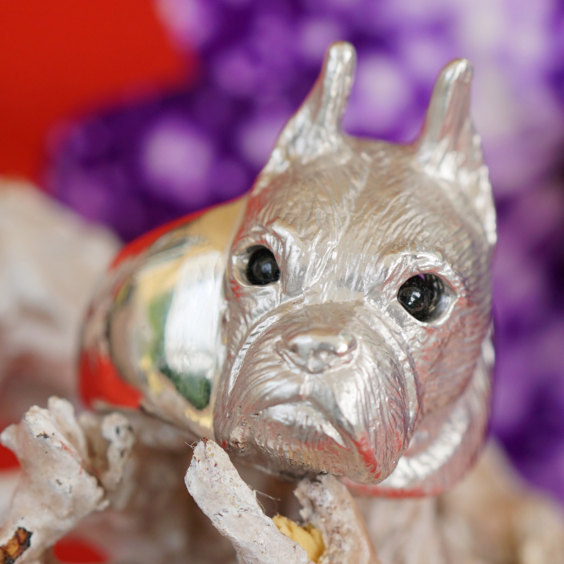 Animal Motif Ring...so cute, a Boxer Dog Head 14 kt White Gold