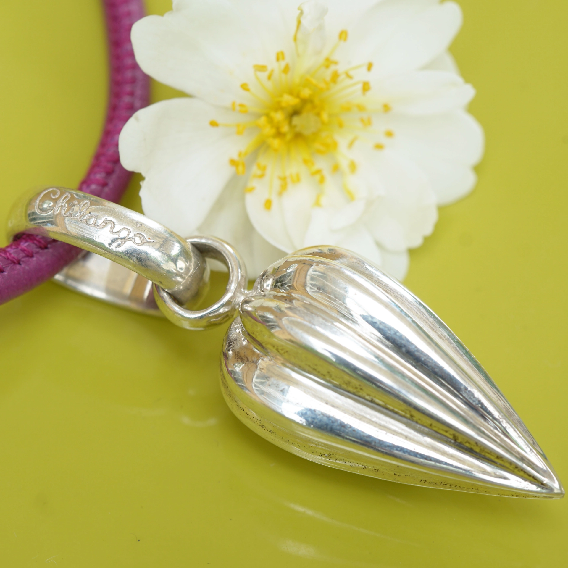 Chilango Anhänger Stopper 925er Silber 53 x 16,5 mm Lotusblume gross