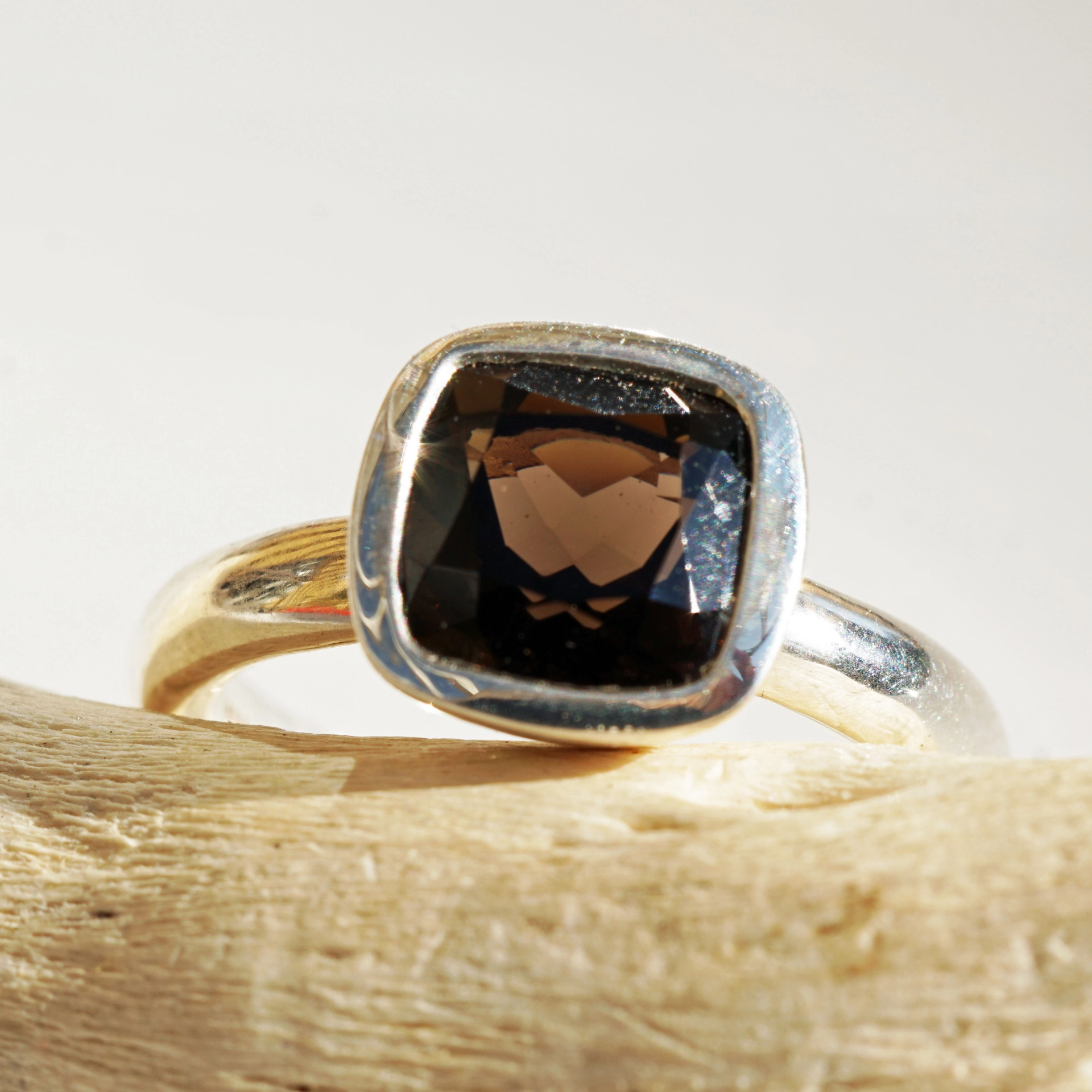 Chilango Ring Tutankhamun Smoky Quartz, 925 Silver