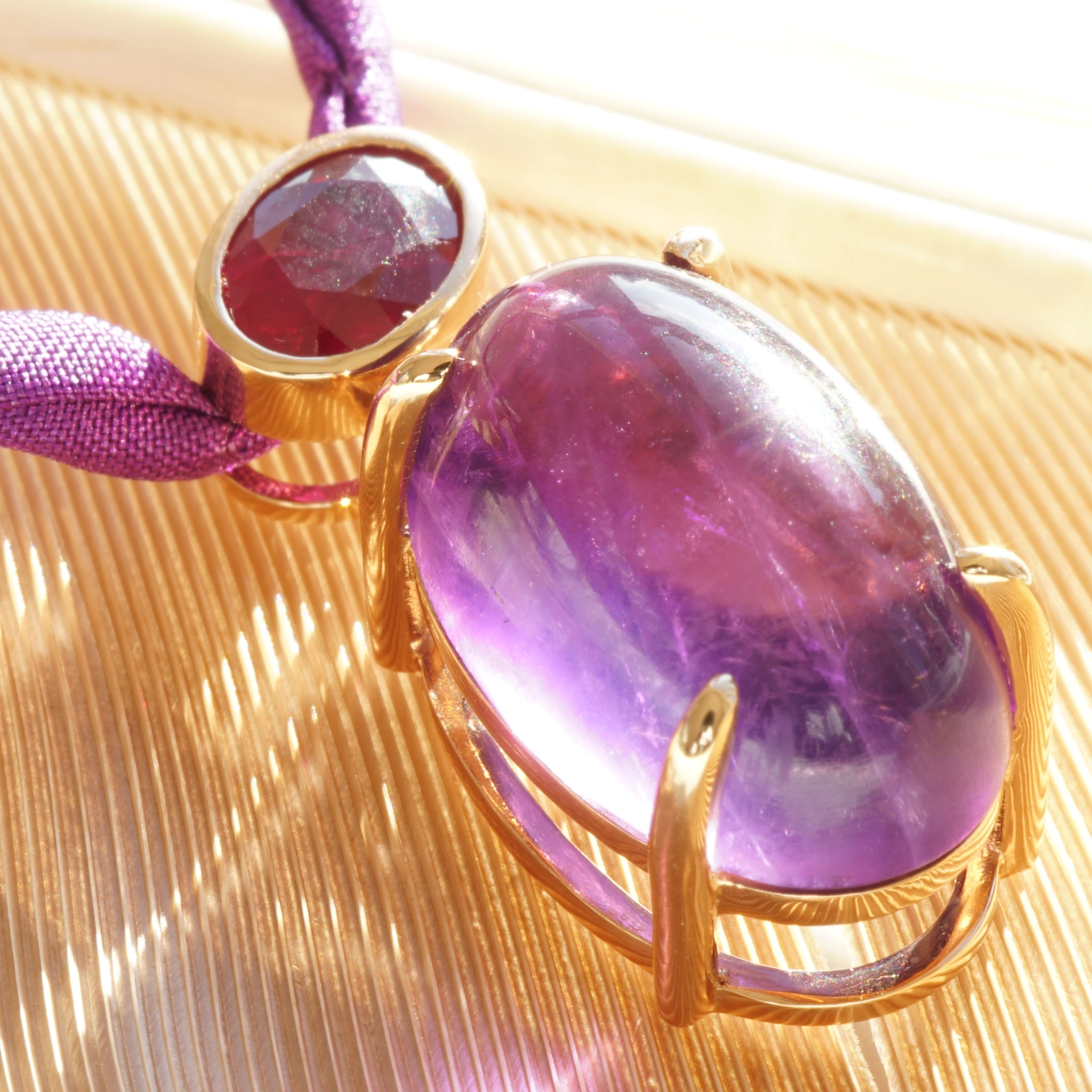 Ruby from Burma meets Amethyst from Brasil...soo beautyful