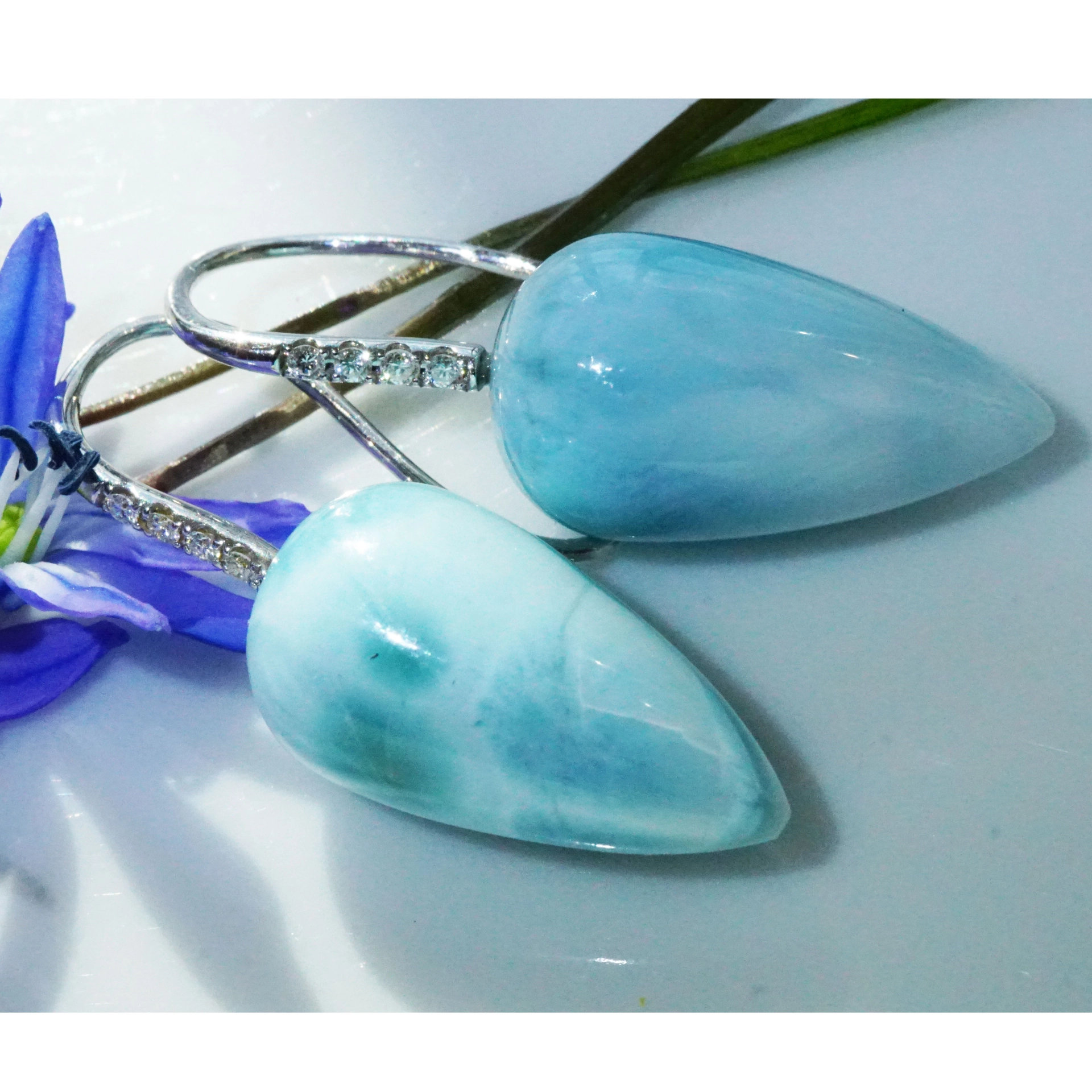 Larimar Brilliant Earring 18 kt White Gold Caribic Feeling