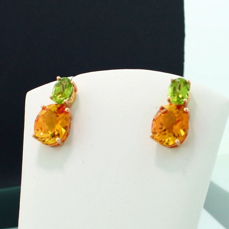 Edelstein-Ohrstecker mit Clip, 750er-Gold, Gelbgold
