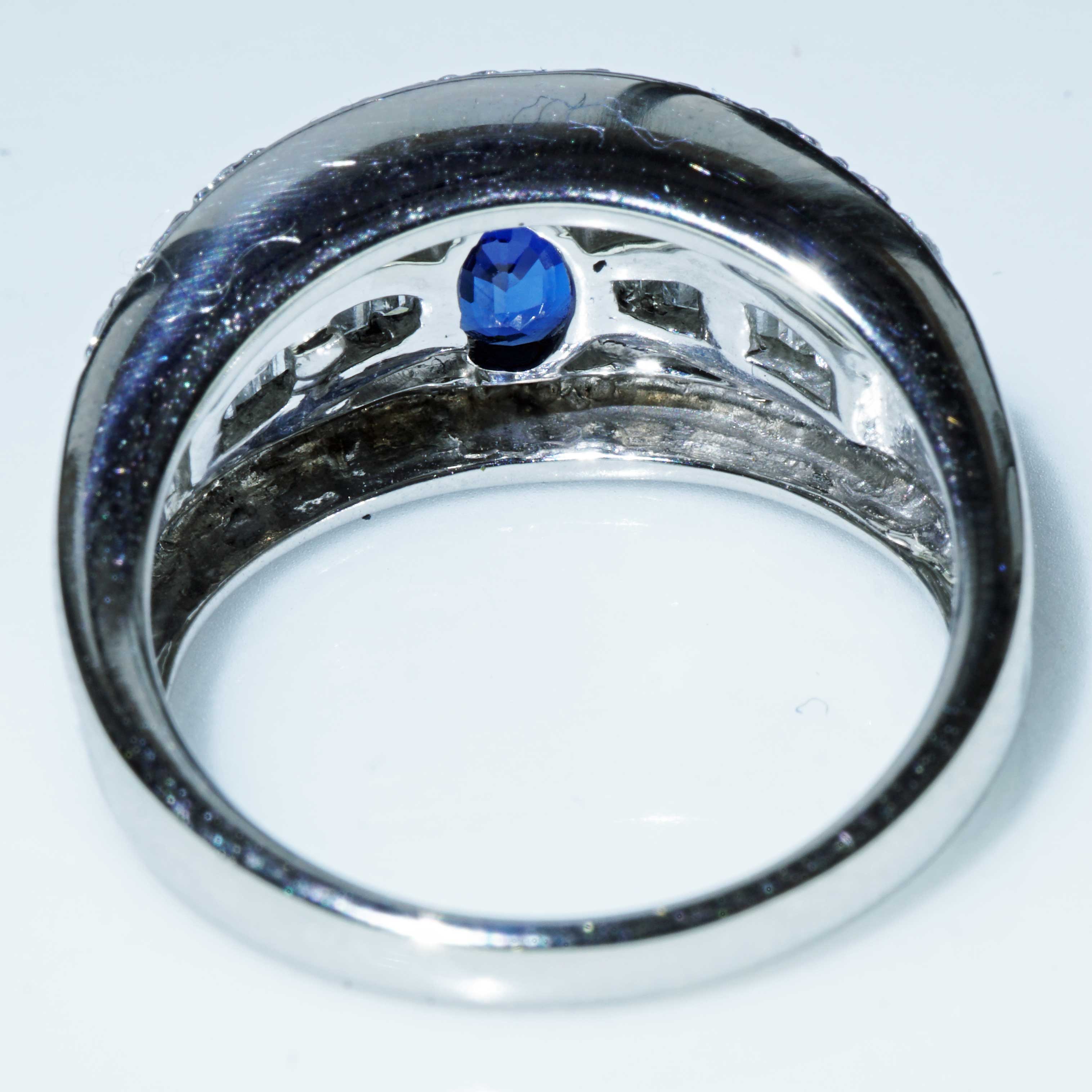 Sapphire Brilliant Ring 900 Platinum 0.65 ct 0.50 ct finest Sapphire and brilliant-cut Diamonds in Platinum