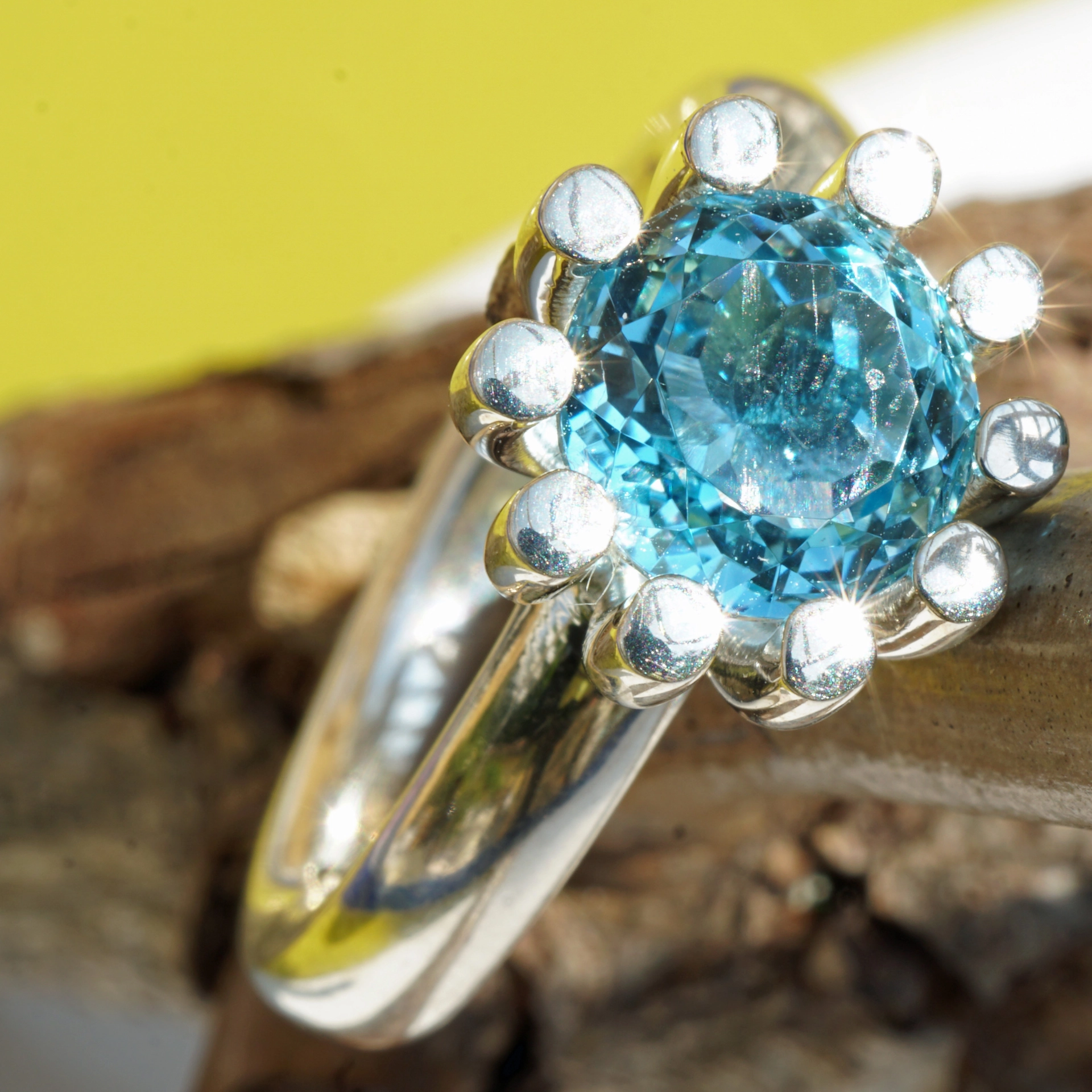 CHILANGO RING Grand Palais Blue Topaz  925er Silber neu mit orig. Etui massiv