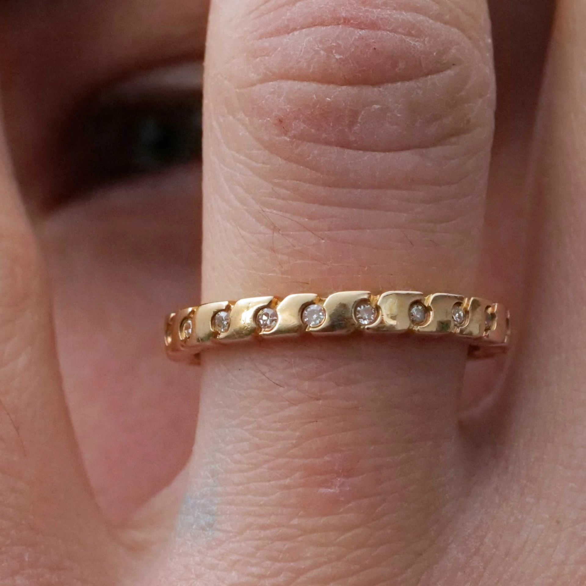 Men´s Eternity Diomond Ring 14 kt Yellow Gold 0.25 ct S-Shape Design