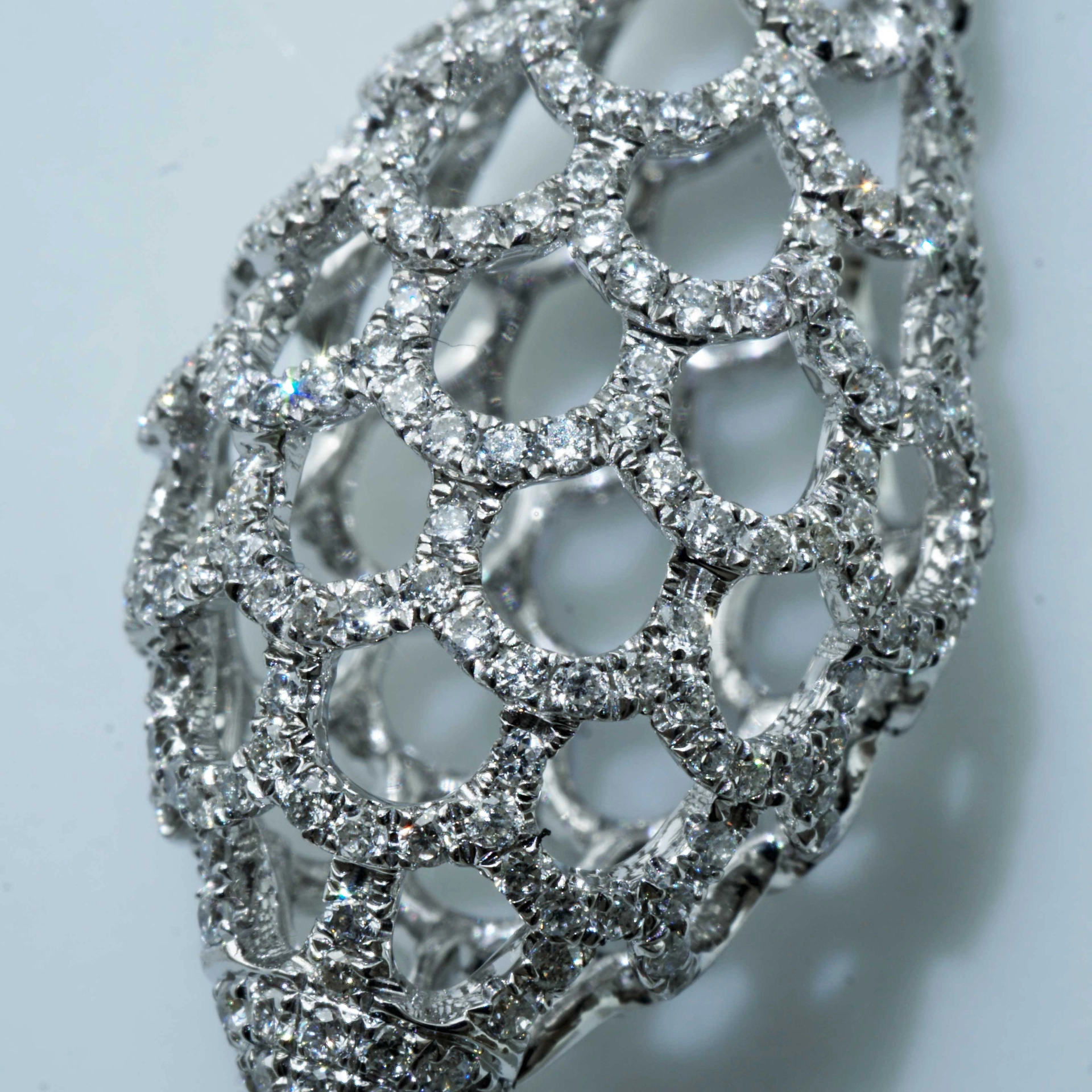 Brilliant pointed Pampel necklace 750 White Gold 1.10 ct TW-W VVS-VS exciting Grid Structure