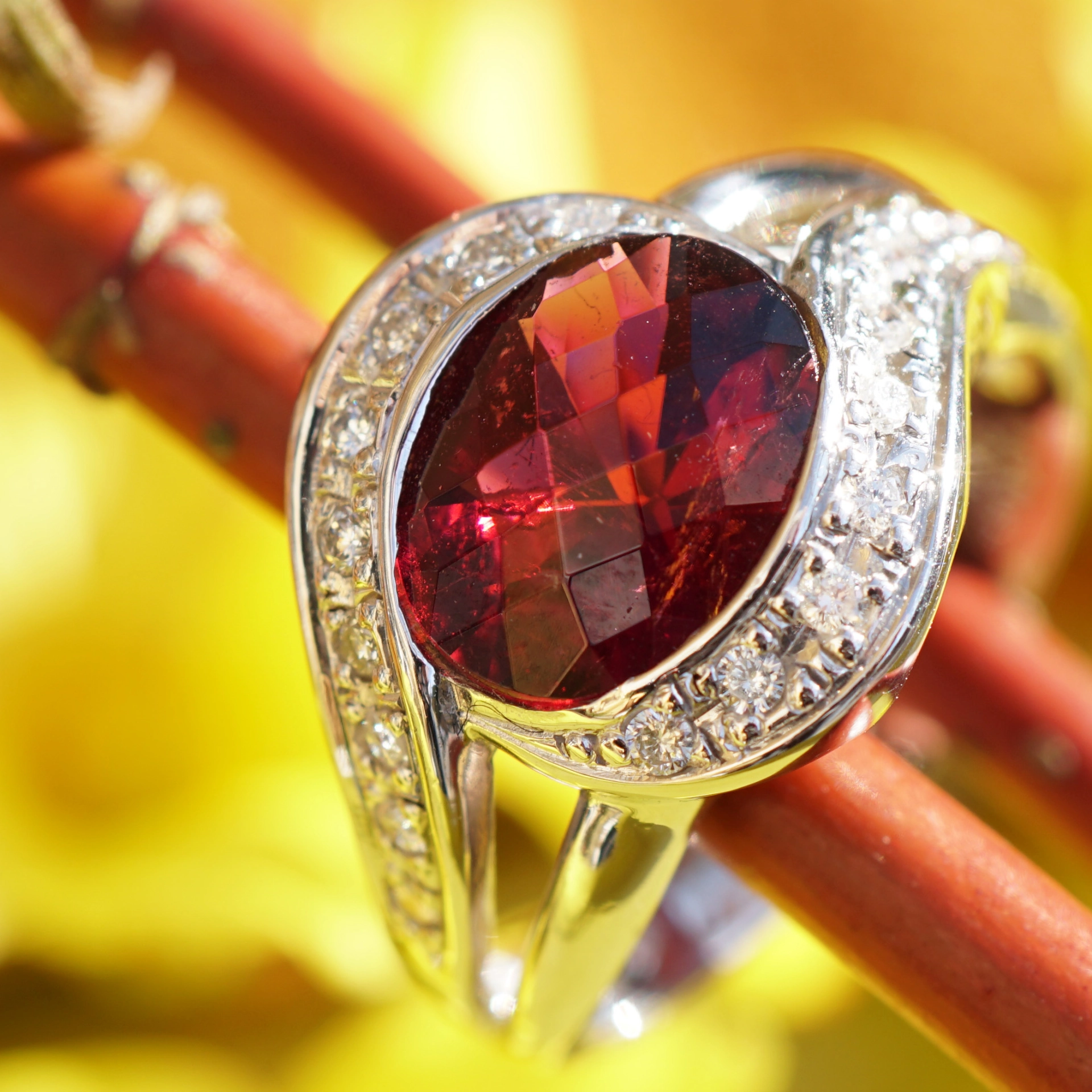 Tourmalin Ring 900 Platinum...outstanding Color
