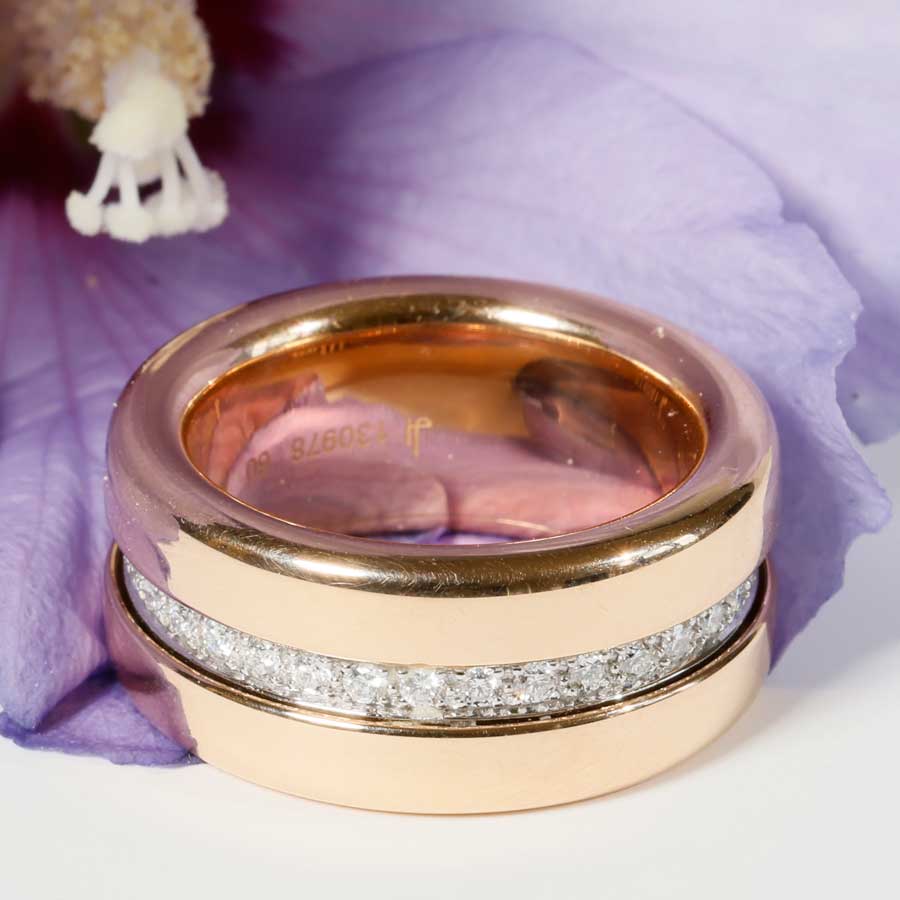Cool Ring by Jörg Heinz Model Revellion in 750 Rosegold with Steel 0.68 ct