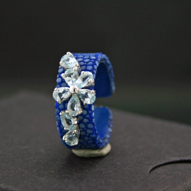 Topas Rochenleder Ring 925er Silber